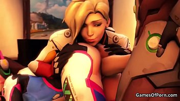 Overwatch Mercy D.Va Genji Threesome