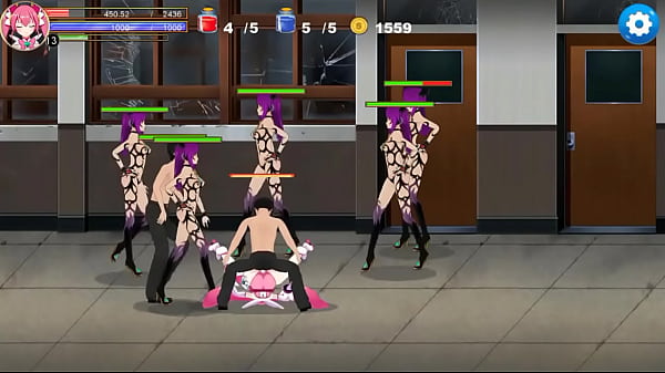 Pretty pink haired girl having sex with men in college in f.heart hentai act game